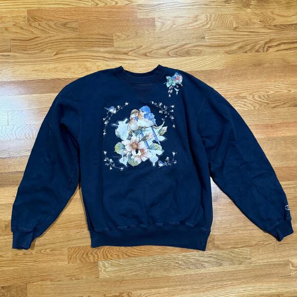 Champion Tops - Vintage Champion Sweatshirt Birds & Flowers Graphic Print Womens Large Navy
